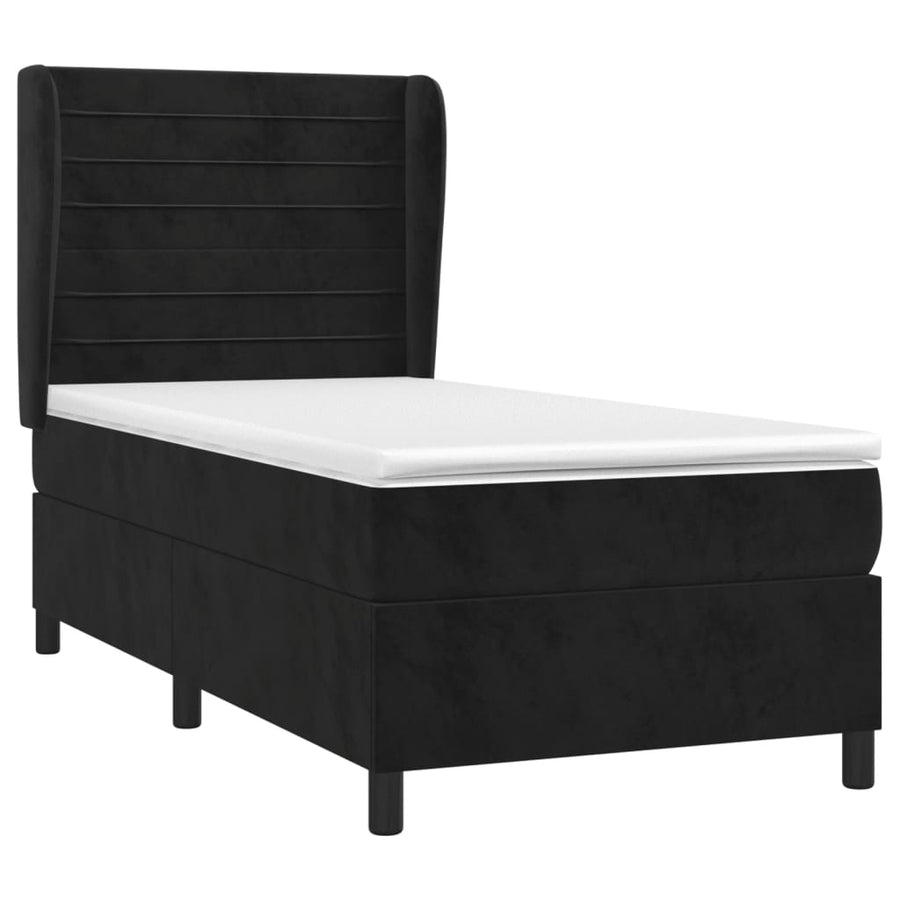 Boxspring Met Matras Fluweel Zwart 100 x 200 cm Horizontale strepen