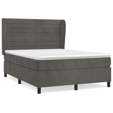 Boxspring Met Matras Fluweel Donkergrijs 140 x 190 cm Horizontale strepen