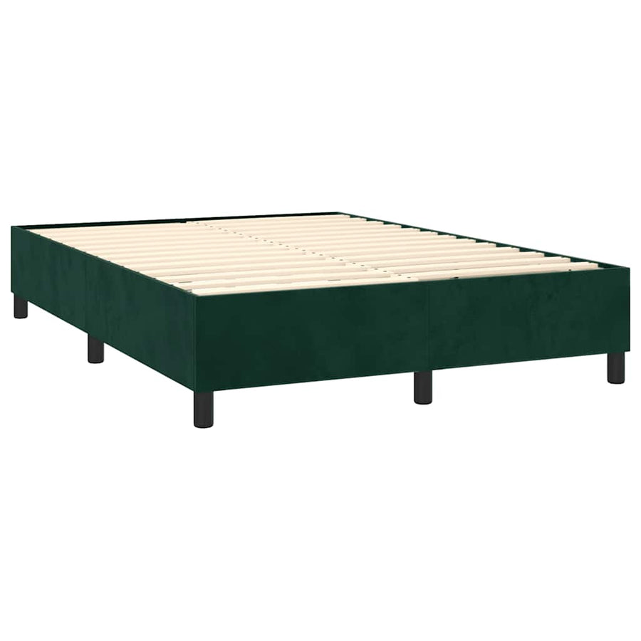 Boxspring met matras fluweel donkergroen 140x190 cm