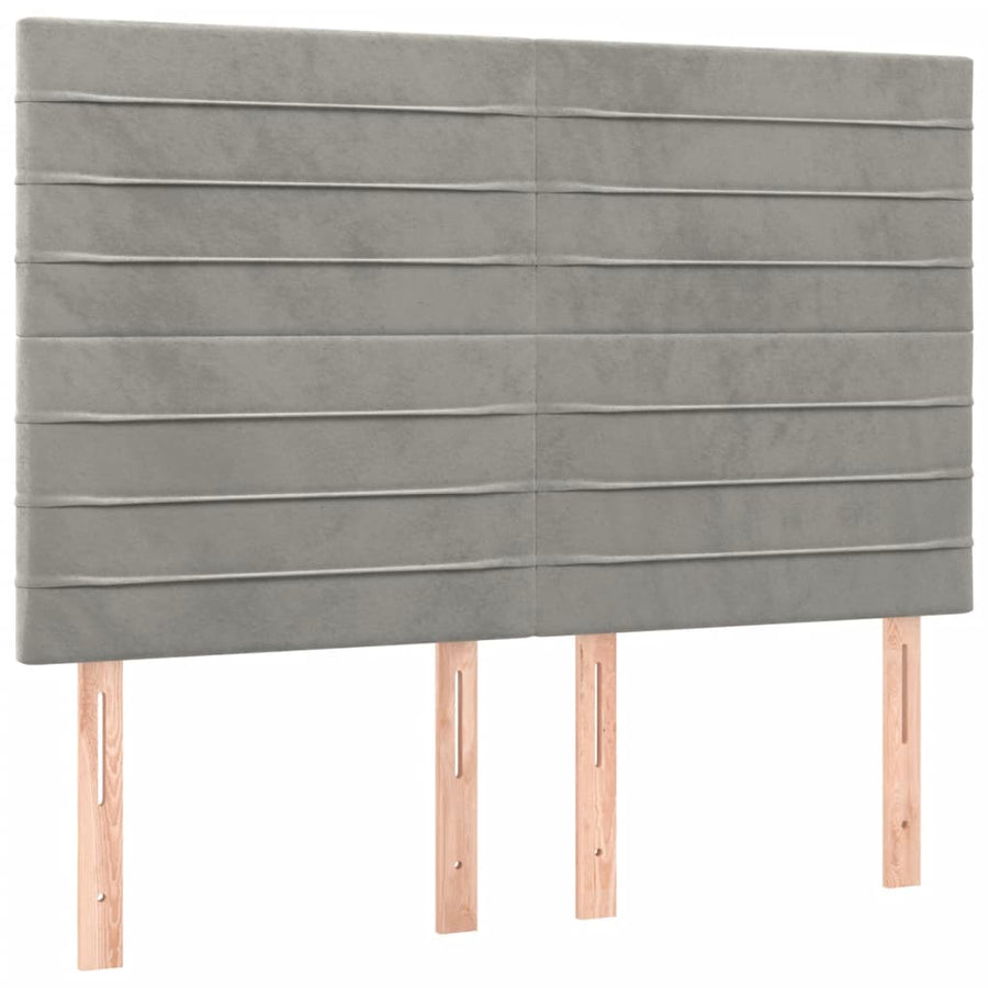 Boxspring Met Matras Fluweel Lichtgrijs 140 x 200 cm Horizontale strepen