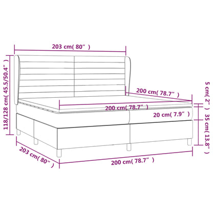 Boxspring Met Matras Fluweel Lichtgrijs 200 x 200 cm Horizontale strepen
