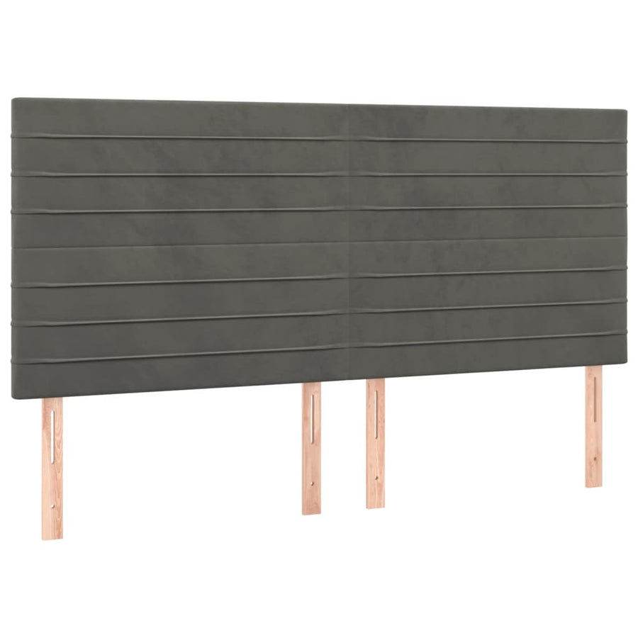 Boxspring Met Matras Fluweel Donkergrijs 200 x 200 cm Horizontale strepen