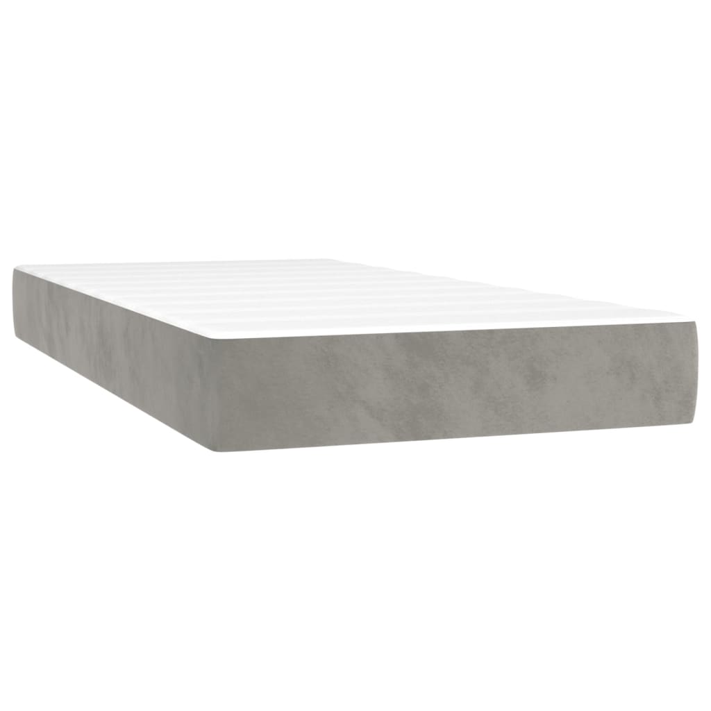 Boxspring Met Matras Fluweel Lichtgrijs 80 x 200 cm Verticale strepen