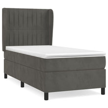 Boxspring Met Matras Fluweel Donkergrijs 90 x 190 cm Verticale strepen