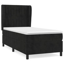 Boxspring Met Matras Fluweel Zwart 90 x 190 cm Verticale strepen