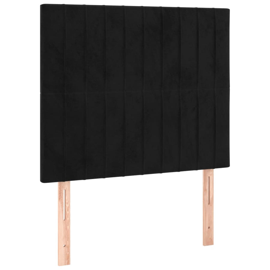 Boxspring Met Matras Fluweel Zwart 90 x 190 cm Verticale strepen
