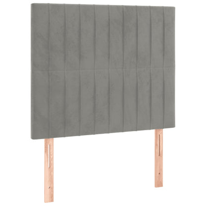 Boxspring Met Matras Fluweel Lichtgrijs 90 x 200 cm Verticale strepen