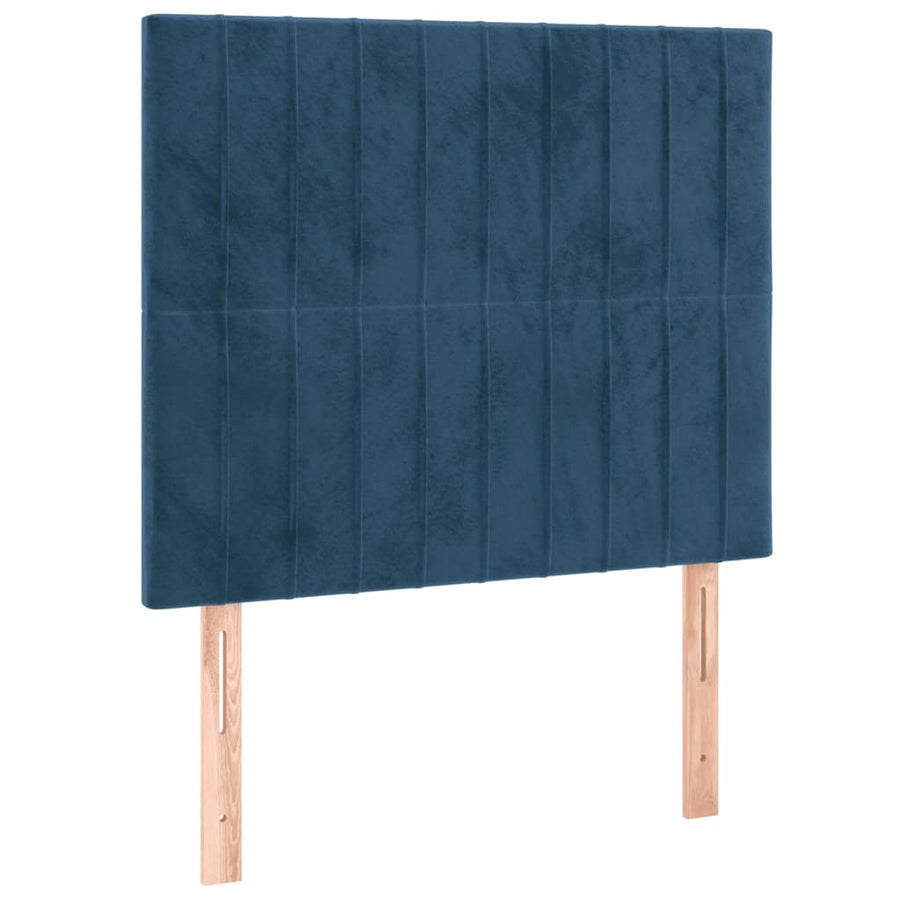 Boxspring Met Matras Fluweel Donkerblauw 90 x 200 cm Verticale strepen