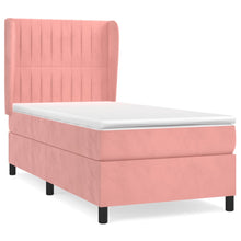 Boxspring Met Matras Fluweel Roze 90 x 200 cm Verticale strepen