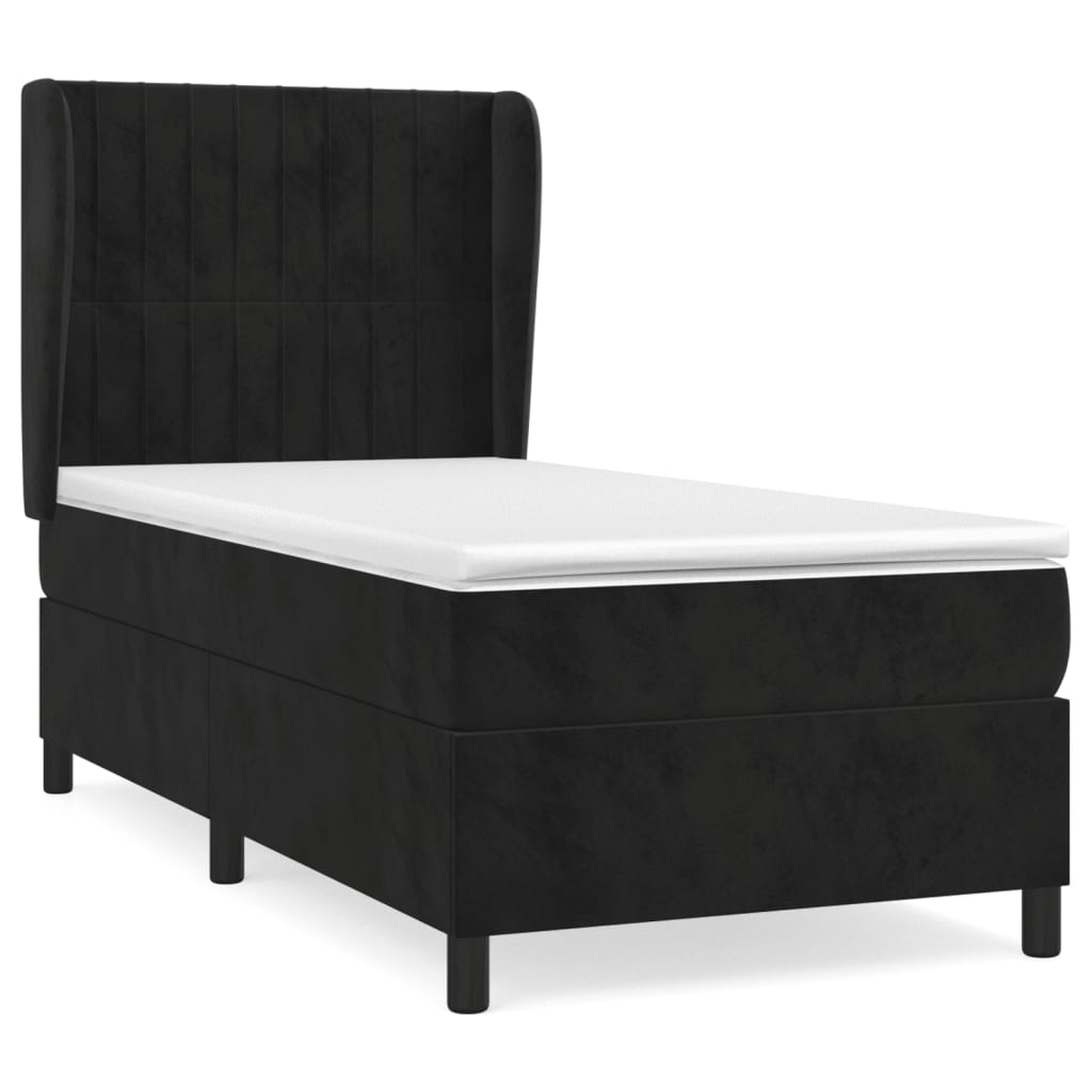 Boxspring Met Matras Fluweel Zwart 100 x 200 cm Verticale strepen