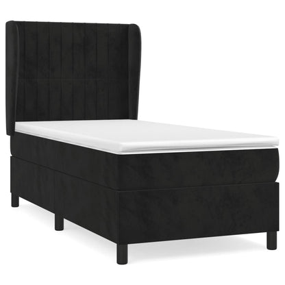 Boxspring Met Matras Fluweel Zwart 100 x 200 cm Verticale strepen