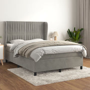 Boxspring bed met matras 140x190 cm lichtgrijs fluweel