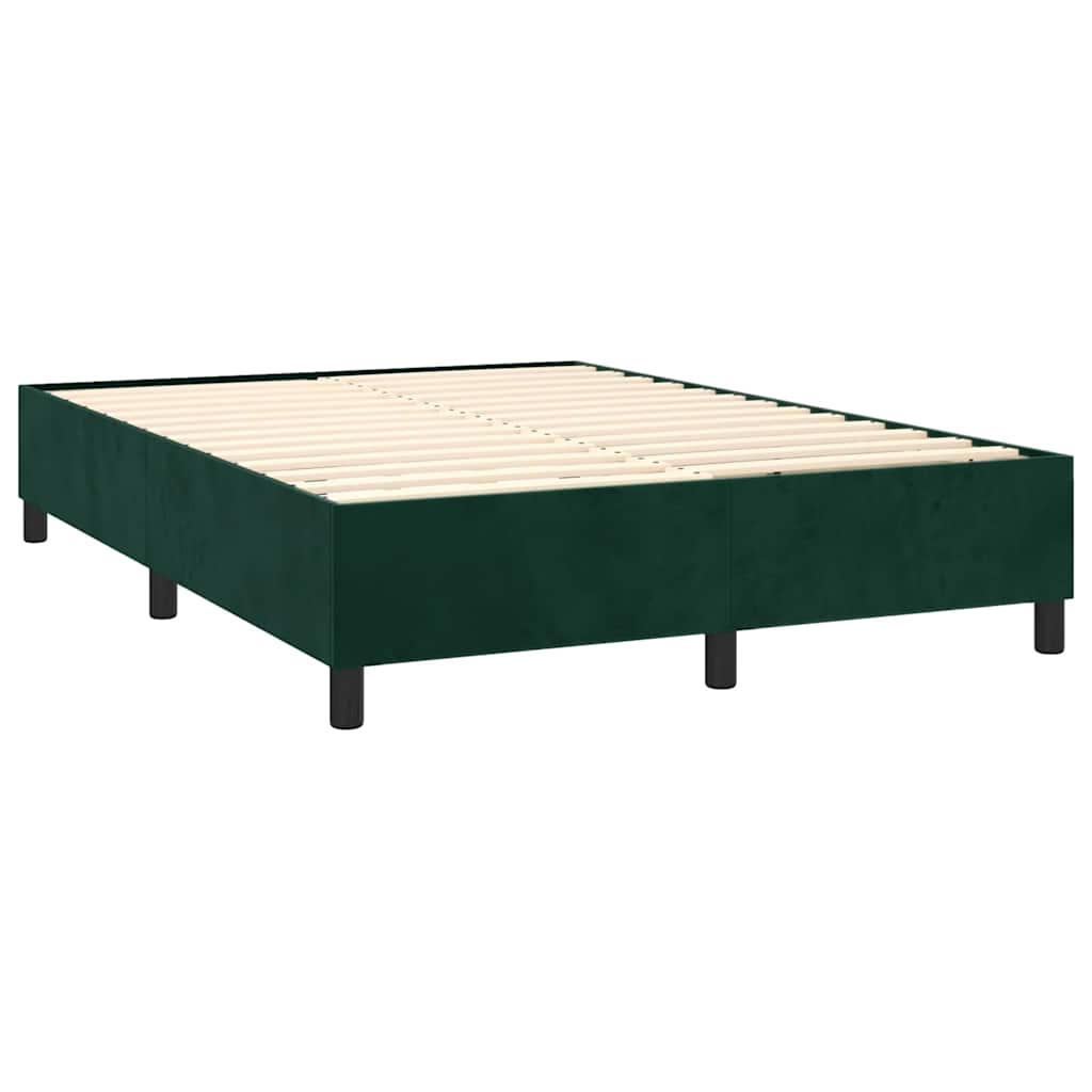 Boxspring met matras fluweel donkergroen 140x190 cm