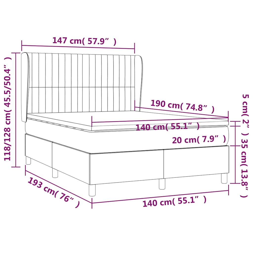 Boxspring met matras fluweel donkergroen 140x190 cm