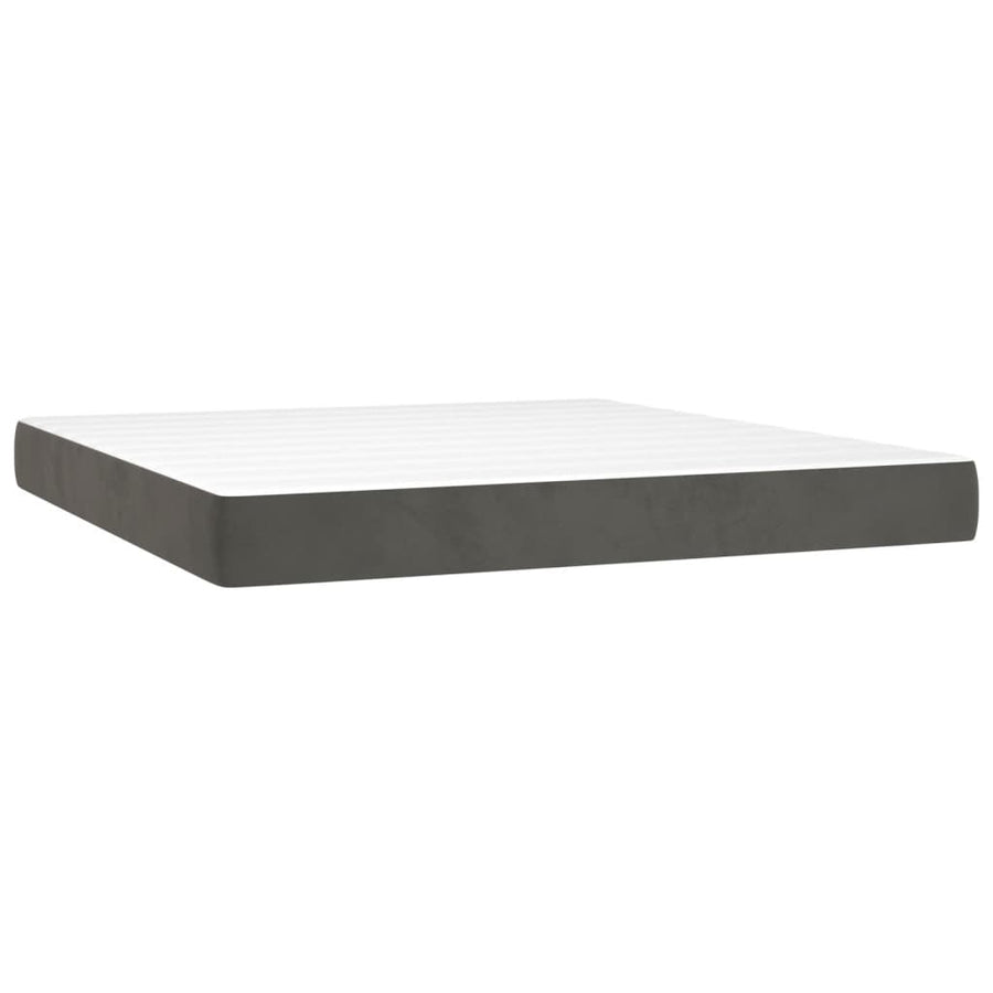 Boxspring Met Matras Fluweel Donkergrijs 160 x 200 cm Verticale strepen
