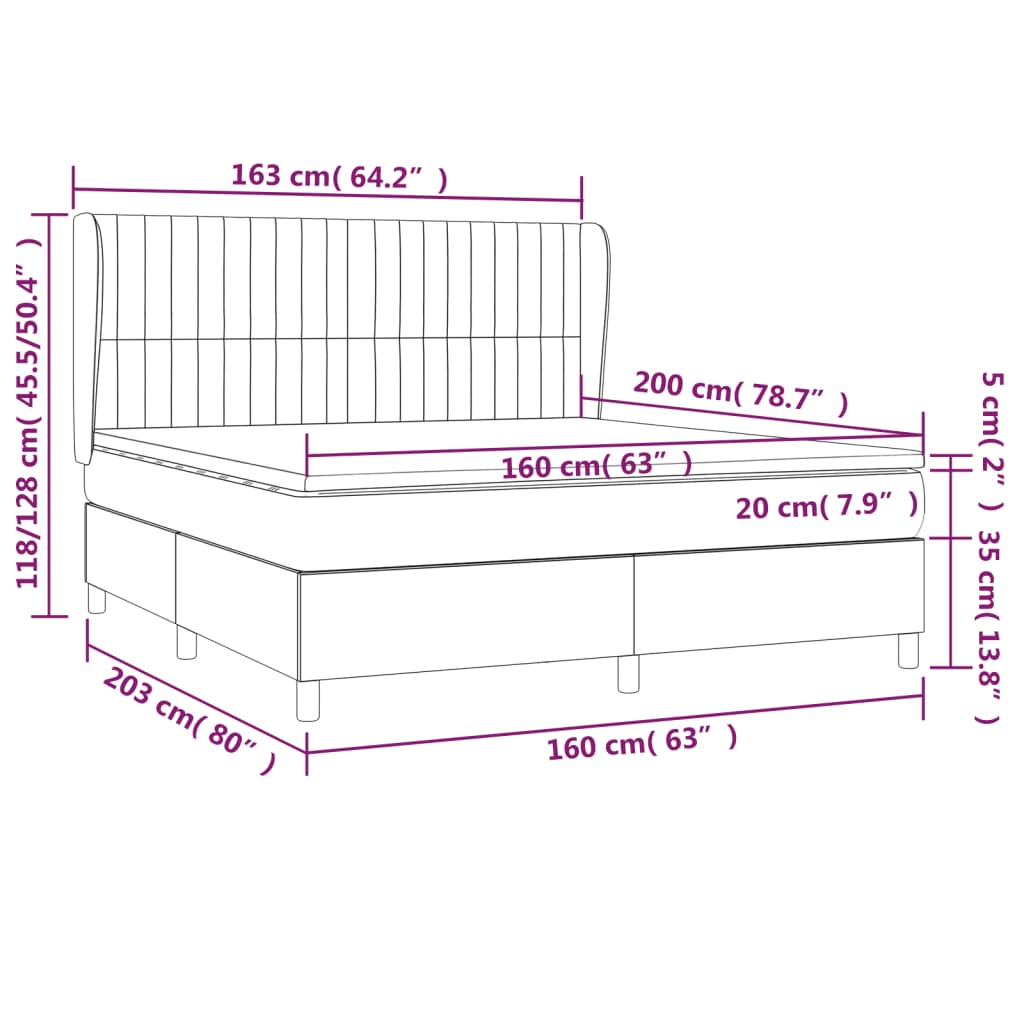 Boxspring Met Matras Fluweel Donkergrijs 160 x 200 cm Verticale strepen