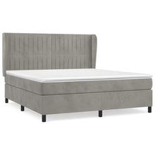 Boxspring Met Matras Fluweel Lichtgrijs 180 x 200 cm Verticale strepen