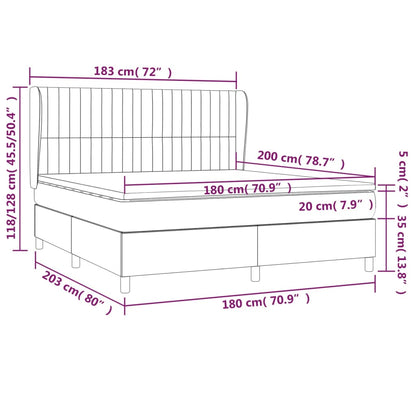 Boxspring Met Matras Fluweel Zwart 180 x 200 cm Verticale strepen