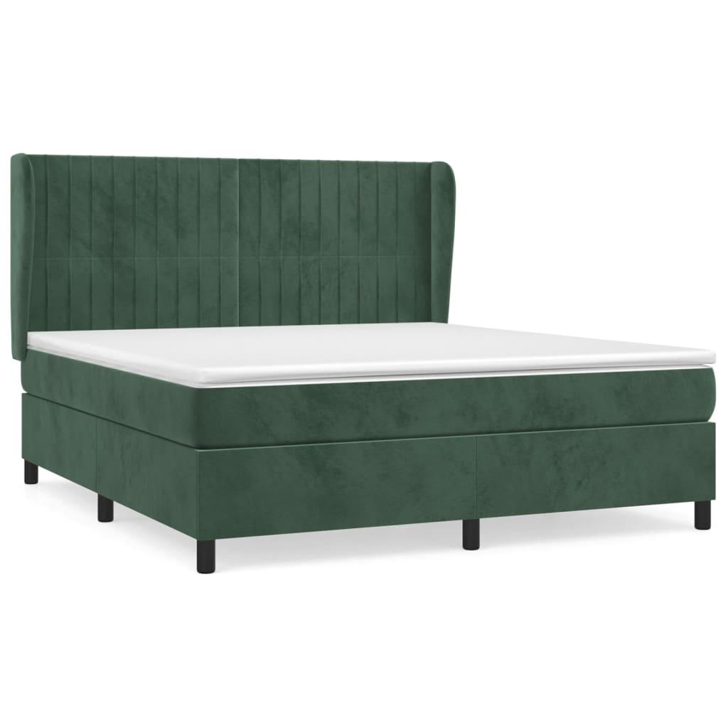 Boxspring met matras fluweel donkergroen 180x200 cm