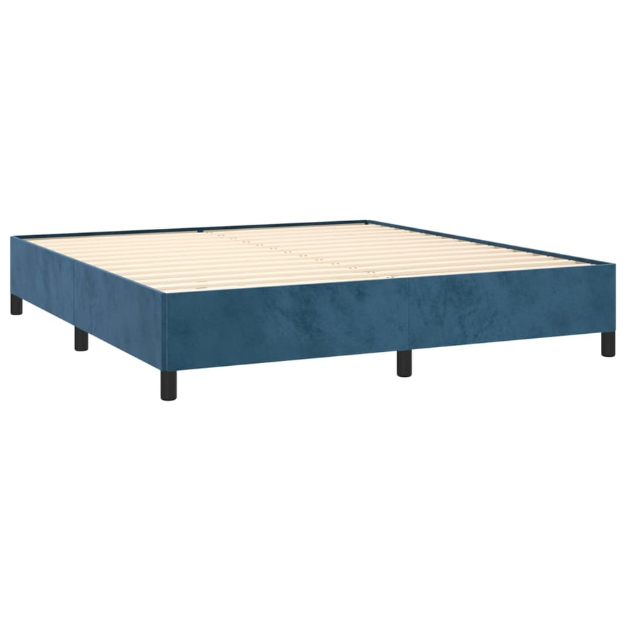 Boxspring Met Matras Fluweel Donkerblauw 180 x 200 cm Verticale strepen