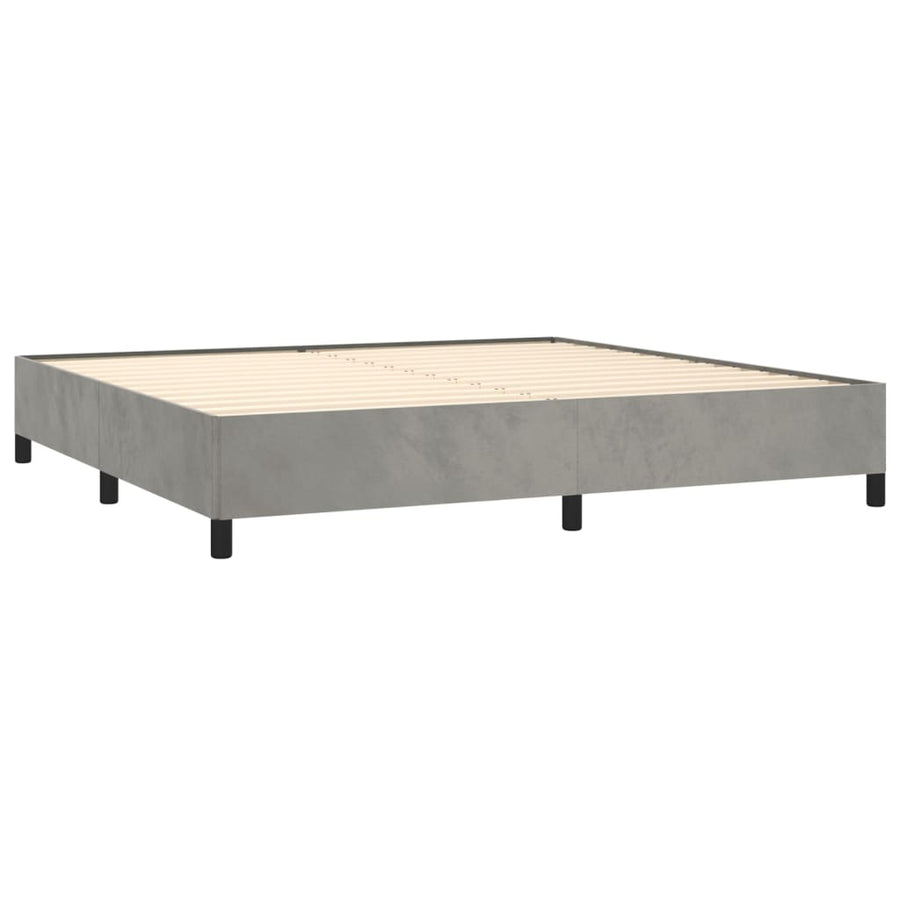 Boxspring Met Matras Fluweel Lichtgrijs 200 x 200 cm Verticale strepen