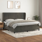 Velvet dark grey box spring with mattress 200x200 cm