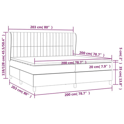 Boxspring Met Matras Fluweel Zwart 200 x 200 cm Verticale strepen