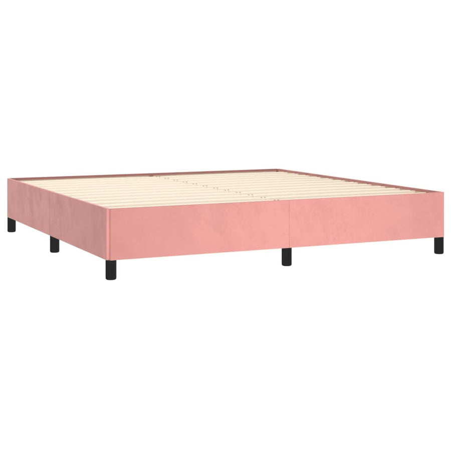 Boxspring Met Matras Fluweel Roze 200 x 200 cm Verticale strepen