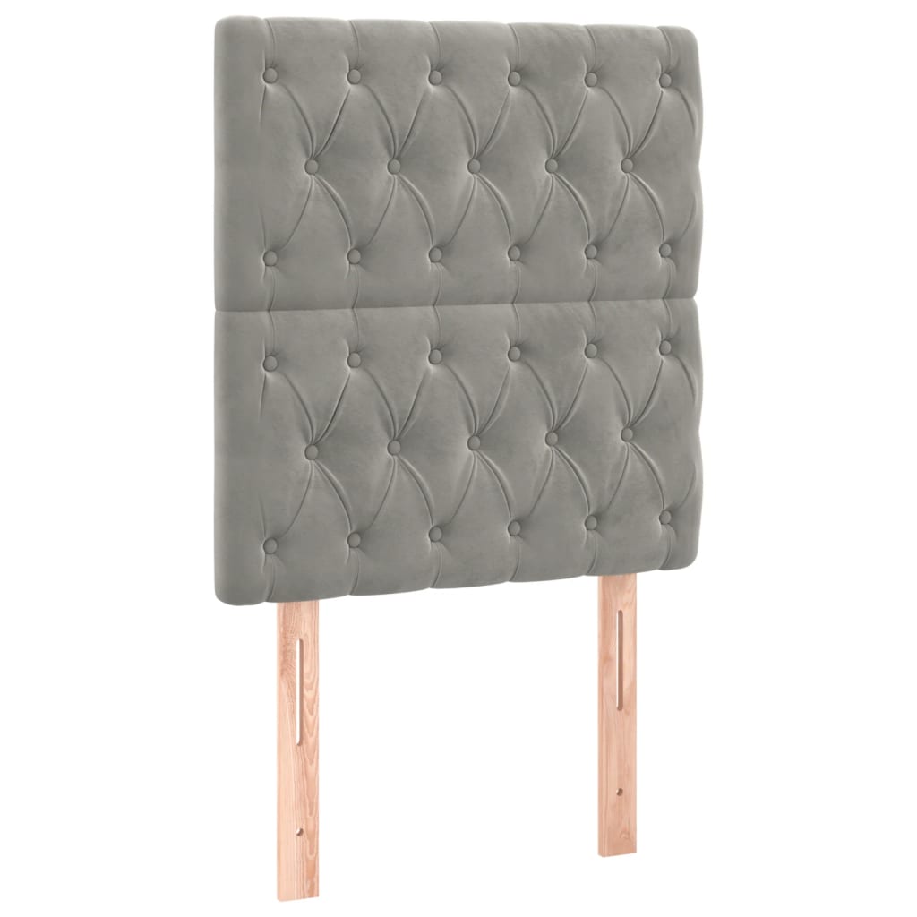 Boxspring Met Matras Fluweel Lichtgrijs 80 x 200 cm Getuft ontwerp