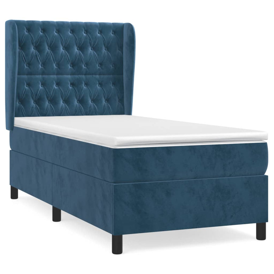 Boxspring Met Matras Fluweel Donkerblauw 80 x 200 cm Getuft ontwerp