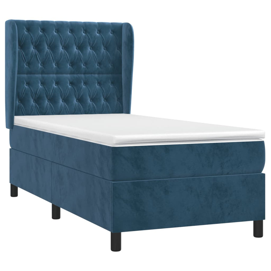 Boxspring Met Matras Fluweel Donkerblauw 80 x 200 cm Getuft ontwerp