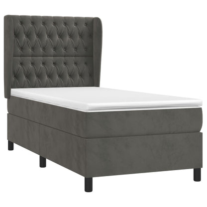 Boxspring Met Matras Fluweel Donkergrijs 90 x 200 cm Getuft ontwerp