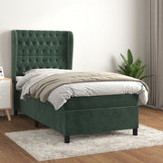 Boxspring bed 90x200 cm fluweel donkergroen met matras