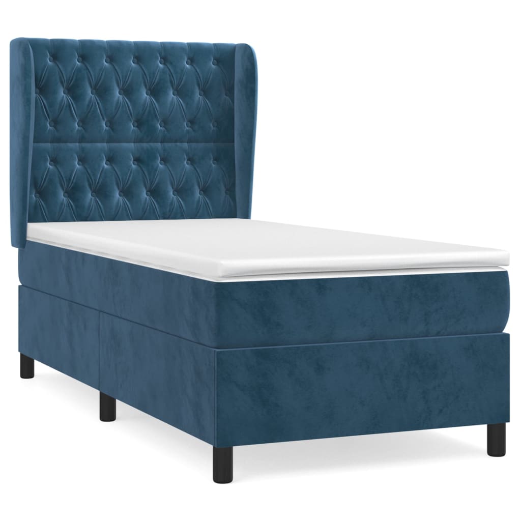 Boxspring Met Matras Fluweel Donkerblauw 90 x 200 cm Getuft ontwerp