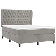 Boxspring 140x190 cm fluweel lichtgrijs