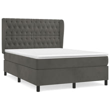 Boxspring Met Matras Fluweel Donkergrijs 140 x 190 cm Getuft ontwerp