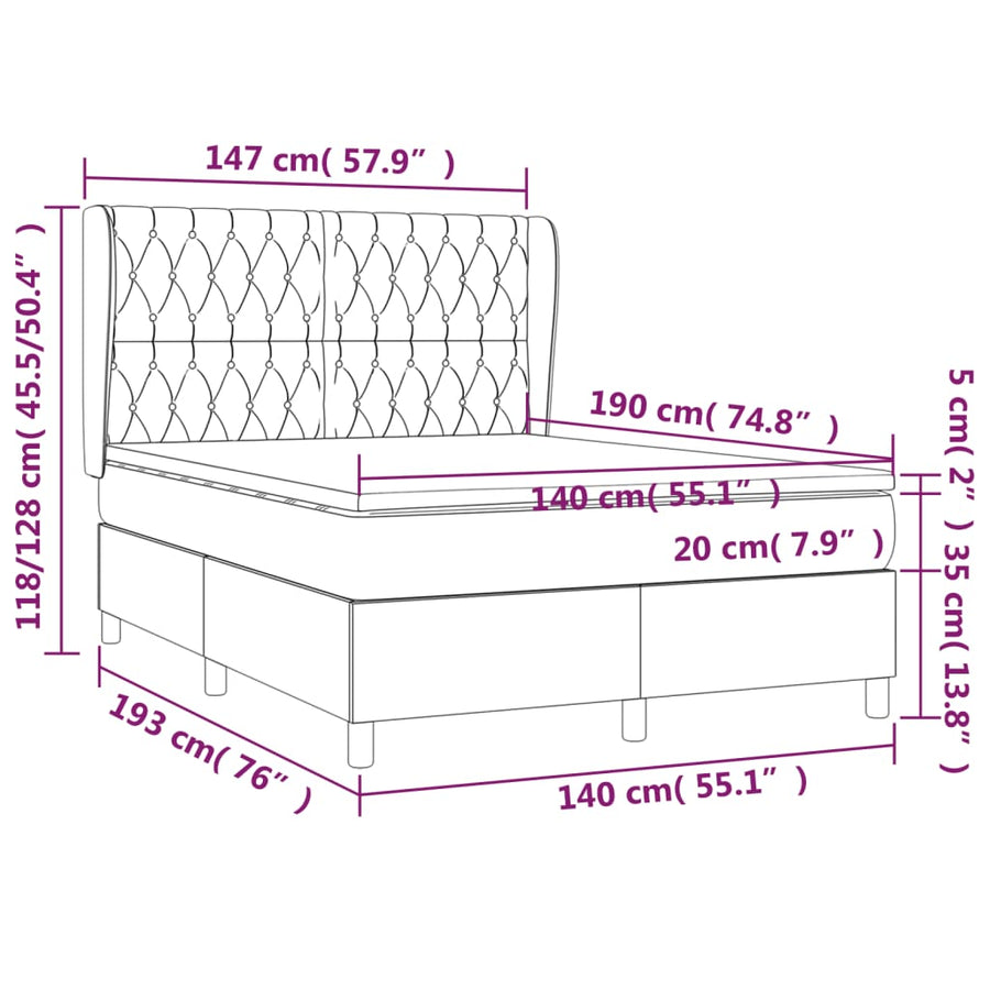 Boxspring Met Matras Fluweel Donkerblauw 140 x 190 cm Getuft ontwerp