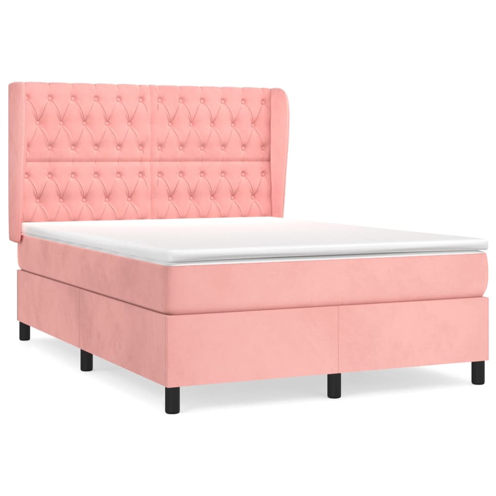Boxspring Met Matras Fluweel Roze 140 x 190 cm Getuft ontwerp