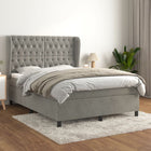 Box spring with velvet mattress light grey 140x200 cm