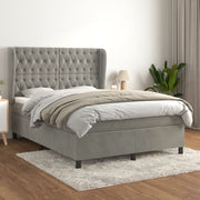Box spring with velvet mattress light grey 140x200 cm