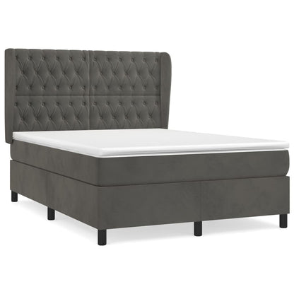 Boxspring Met Matras Fluweel Donkergrijs 140 x 200 cm Getuft ontwerp