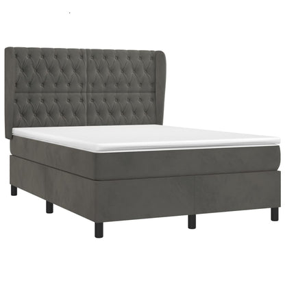 Boxspring Met Matras Fluweel Donkergrijs 140 x 200 cm Getuft ontwerp