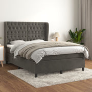 Boxspring 140x200 cm fluweel donkergrijs met pocketvering matras