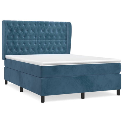 Boxspring Met Matras Fluweel Donkerblauw 140 x 200 cm Getuft ontwerp