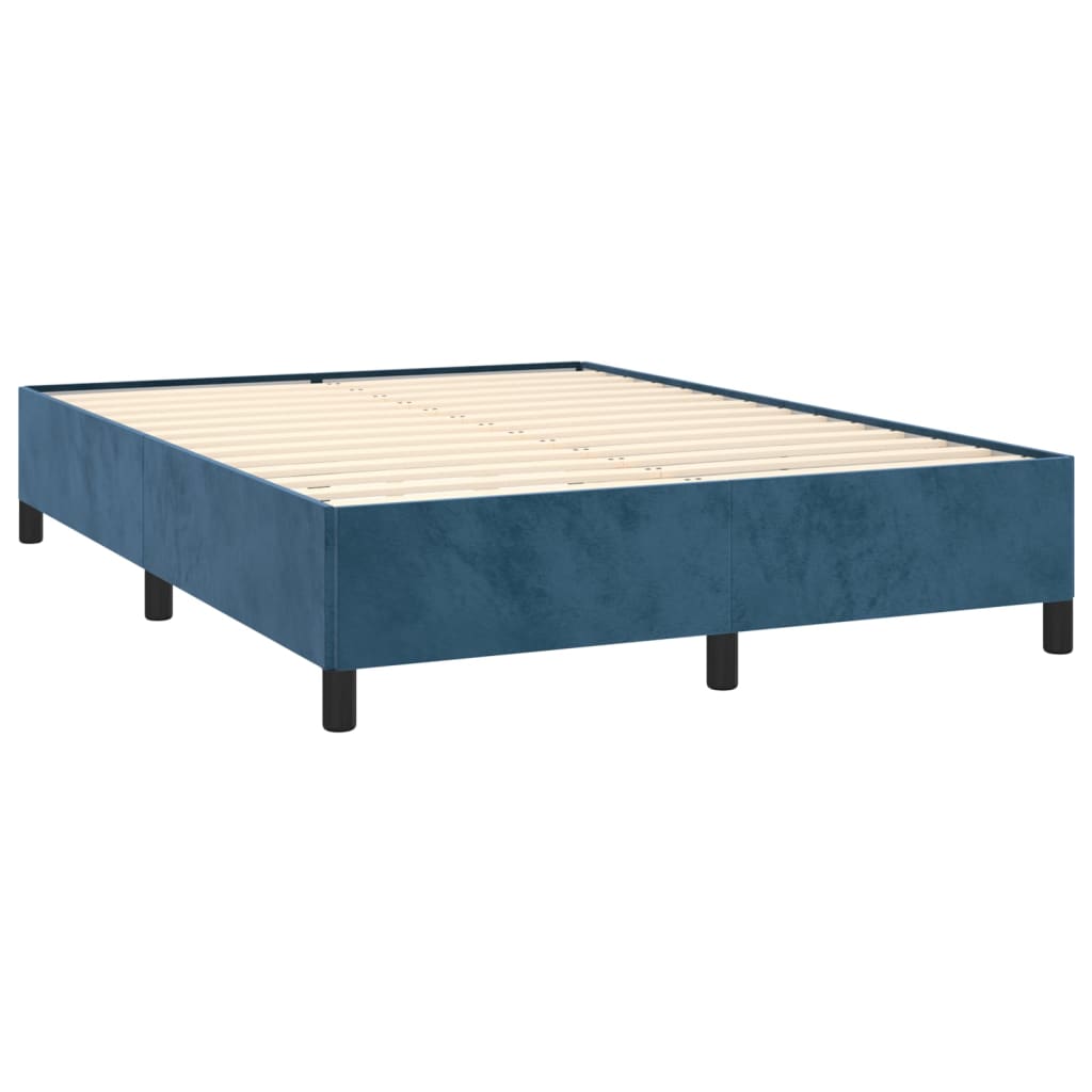 Boxspring Met Matras Fluweel Donkerblauw 140 x 200 cm Getuft ontwerp