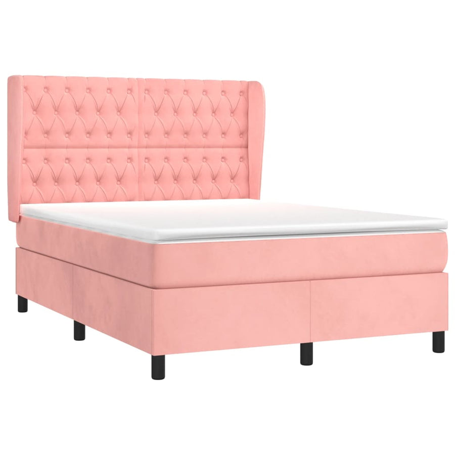 Boxspring Met Matras Fluweel Roze 140 x 200 cm Getuft ontwerp