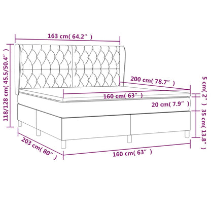 Boxspring Met Matras Fluweel Donkergrijs 160 x 200 cm Getuft ontwerp