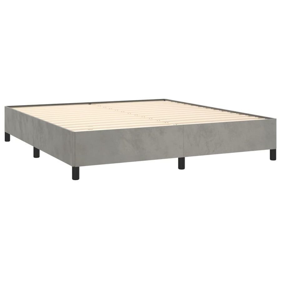 Boxspring Met Matras Fluweel Lichtgrijs 180 x 200 cm Getuft ontwerp