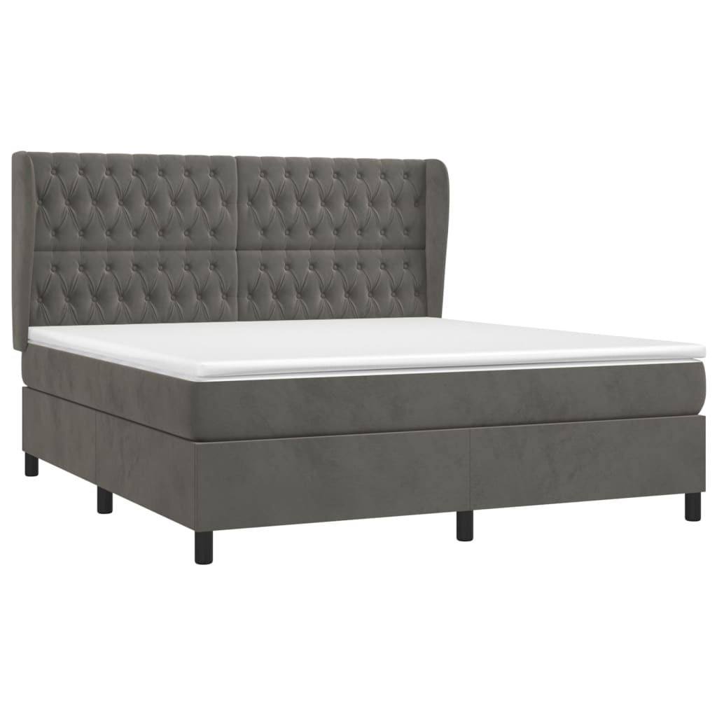 Boxspring Met Matras Fluweel Donkergrijs 180 x 200 cm Getuft ontwerp