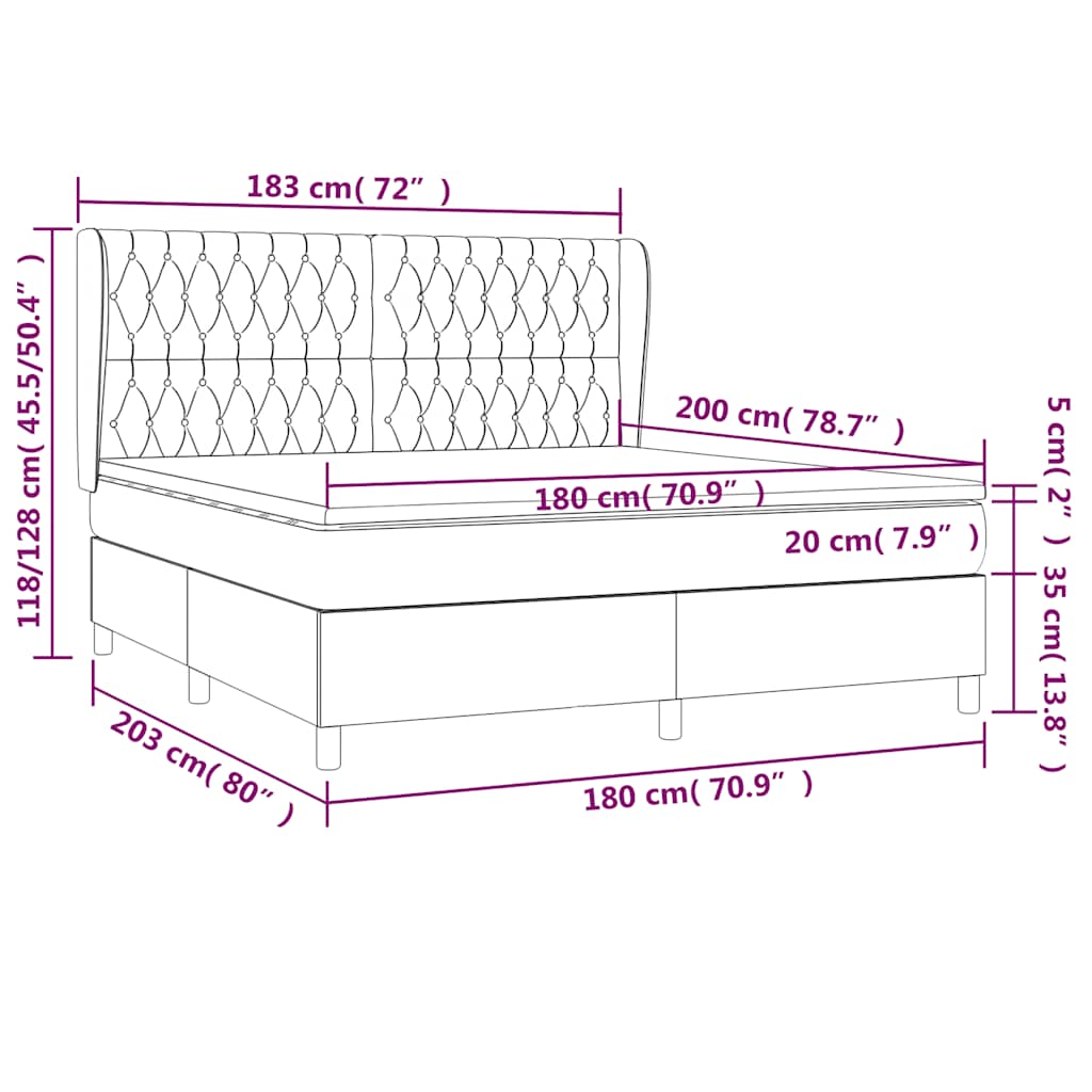 Boxspring met matras fluweel donkerblauw 180x200 cm